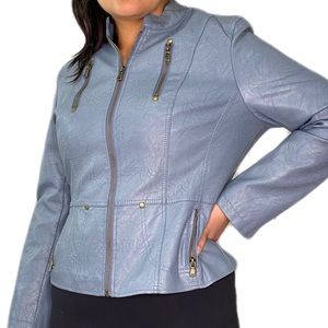 NWOT Periwinkle dusty blue leather jacket size medium